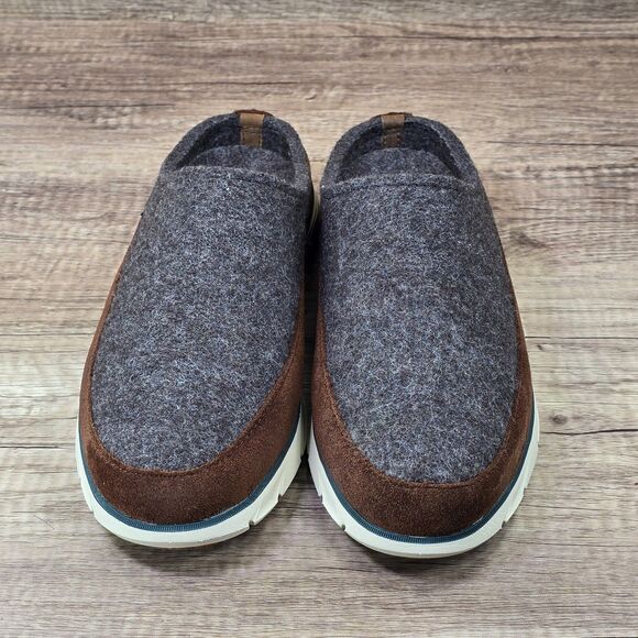 L.L. Bean Downeast Clog Men\'s Sz 7 M Gray Wool Brown Slip On Shoes (522883) NEW main image 4